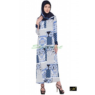  Dress Abaya- Blue Print 